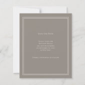 Taupe ivoor monogram krans trouw Save the Date (Achterkant)