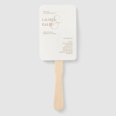 Taupe & Ivoor Monogram Welkom Huwelijk Programma Handwaaier (Voorkant)