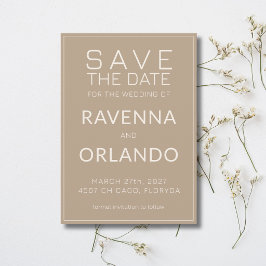 Taupe Ivoor Oude Rijkdom Moderne Trouwdag Save The Date