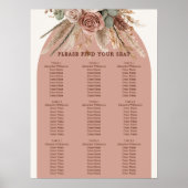 Taupe ivoor pampasgras trouwzaalstoelen plattegron poster (Voorkant)