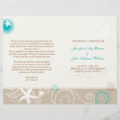 Taupe Ivory Aqua Beach Wedding Bi Fold Programme (Voorkant)
