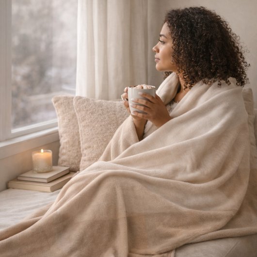 Taupe Ivory Horizon Fleece Blanket