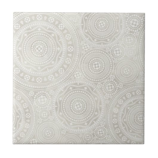 Taupe Ivory Lace Doily Neutral Mandala Print Tegeltje (Voorkant)