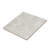 Taupe Ivory Lace Doily Neutral Mandala Print Tegeltje (Zijkant)