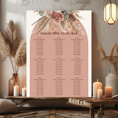 Taupe ivory pampas grass wedding seating chart poster