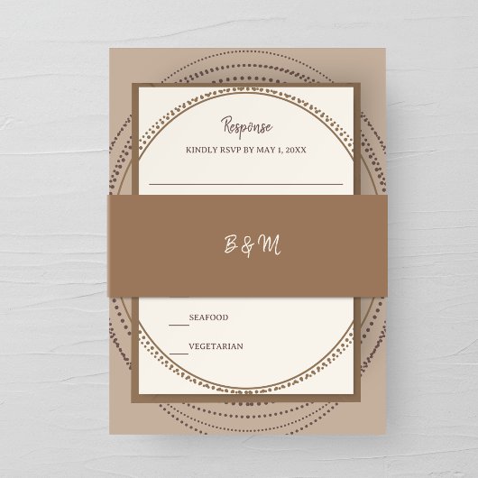 Taupe & Ivory Wedding Invitation Belly Band Uitnodigingen Wikkel