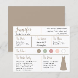Taupe Jurk Kleur Bruidsmeisje Informatie Kaart