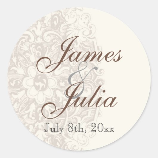  Taupe Kant - Huwelijkssluiting Ronde Sticker (Voorkant)