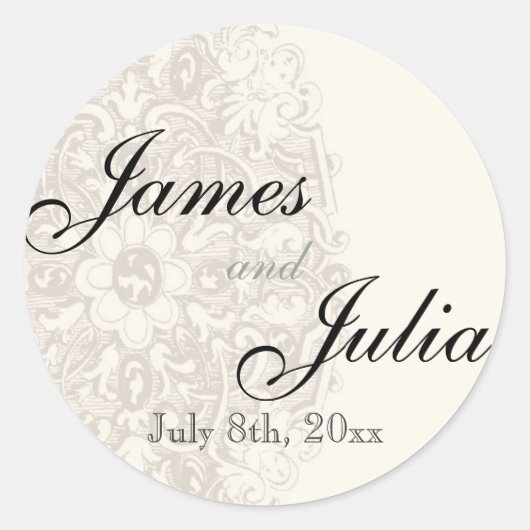  Taupe Kant - Huwelijkssluiting Ronde Sticker (Voorkant)