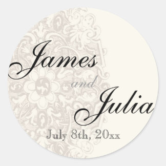  Taupe Kant - Huwelijkssluiting Ronde Sticker