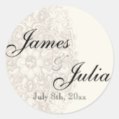  Taupe Kant - Huwelijkssluiting Ronde Sticker (Voorkant)
