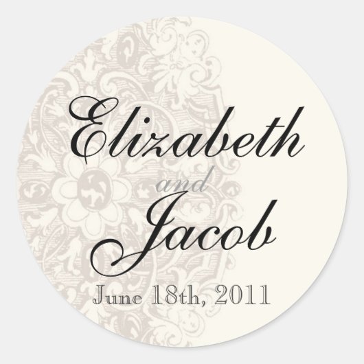  Taupe Kant - Huwelijkssluiting Ronde Sticker (Voorkant)