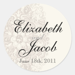 Taupe Kant - Huwelijkssluiting Ronde Sticker