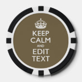 Taupe Keep Calm And Your Text Easily Poker Chips (Voorkant)