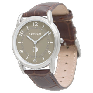 Taupe Koffie Kleur Decor Gepersonaliseerd Horloge