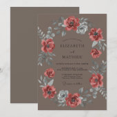 Taupe Koraal Ranunculus Eucalyptus Bruiloft Kaart (Voorkant / Achterkant)
