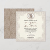 Taupe Lace - bruiloft uitnodiging (Voorkant / Achterkant)