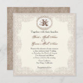  Taupe Lace - bruiloft uitnodiging (Voorkant / Achterkant)