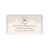  Taupe Lace - Elegante mooie bruiloften Etiket (Voorkant)
