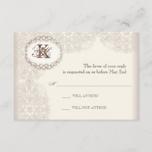  Taupe Lace - Weddenschapskaart RSVP Kaartje