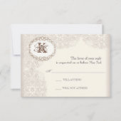  Taupe Lace - Weddenschapskaart RSVP Kaartje (Voorkant)