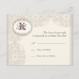  Taupe Lace - Weddenschapskaart RSVP Kaartje