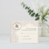  Taupe Lace - Weddenschapskaart RSVP Kaartje (Staand voorkant)