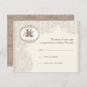  Taupe Lace - Weddenschapskaart RSVP Kaartje (Voorkant / Achterkant)