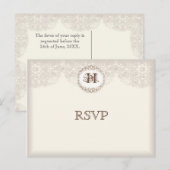  Taupe Lace - Wedding Response Briefkaart (Voorkant / Achterkant)