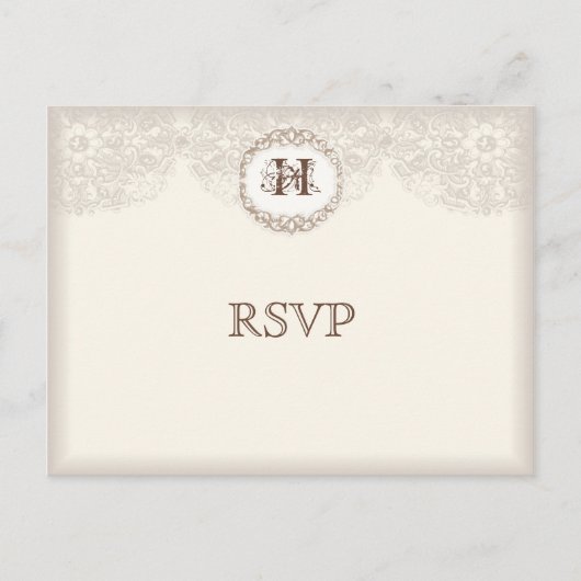  Taupe Lace - Wedding Response Briefkaart (Voorkant)