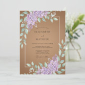 Taupe Lavendelblad Bruiloft Kaart (Staand voorkant)