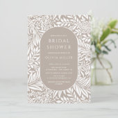 Taupe Leaf Floral Bridal Shower Kaart (Staand voorkant)