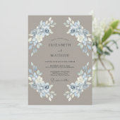 Taupe Leiste Bloem Wedding Kaart (Staand voorkant)