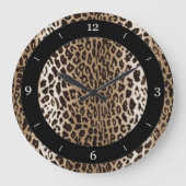 Taupe Leopard Animal Print Grote Klok (Voorkant)