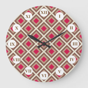 Taupe, Lichte Taupe, Hete Roze Ikat Diamanten Grote Klok