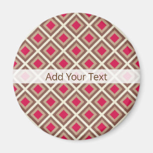 Taupe, lichte taupe, hete roze ikat-diamanten STay Magneet