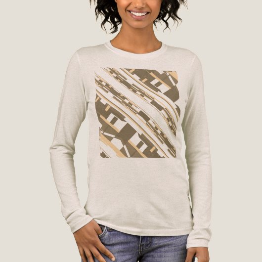 Taupe Light Tan Southwest Look Slanted Art Motif Tri-Blend Shirt (Voorkant)