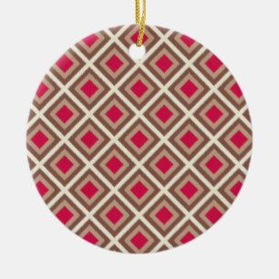 Taupe, Light Taupe, Hot Pink Ikat Diamonds STaylor Keramisch Ornament