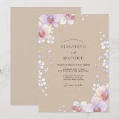 Taupe Lila Orchideeën Bruiloft Kaart (Voorkant / Achterkant)
