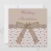 Taupe Linen Wonderland Flamingos Wedding Invites Kaart (Voorkant)