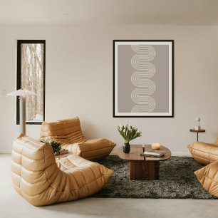 Taupe Lombard golvende lijnen moderne minimalistis Poster