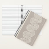 Taupe Lombard Wavy Lines Modern Custom Notebook Notitieboek (Binnen)