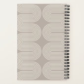 Taupe Lombard Wavy Lines Modern Custom Notebook Notitieboek (Achterkant)
