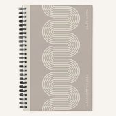 Taupe Lombard Wavy Lines Modern Custom Notebook Notitieboek (Voorkant)