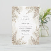 Taupe Loof Eucalyptus Bruiloft Kaart (Staand voorkant)