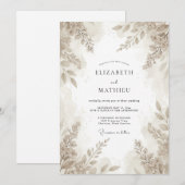 Taupe Loof Eucalyptus Bruiloft Kaart (Voorkant / Achterkant)