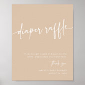 Taupe Luier Raffle Teken Neutraal Modern Minimaal Poster (Voorkant)