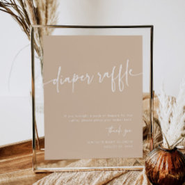 Taupe Luier Raffle Teken Neutraal Modern Minimaal Poster