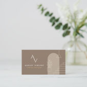 Taupe Luxe Interieur Ontwerper Visitekaartje (Staand voorkant)