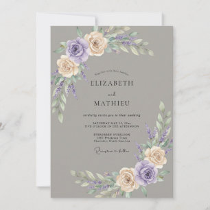 Taupe Lyrische Botanische Bruiloft Kaart